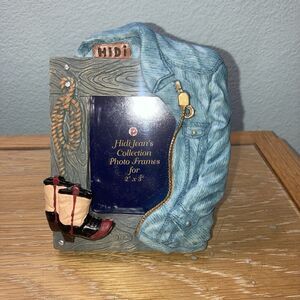 Hidi Jean Collection Photo Frame Featuring Denim Jacket Cowboy Boots 2”X 3” Pic